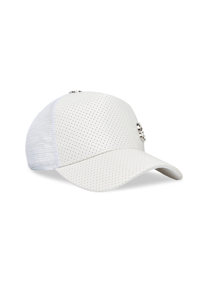 picture of our white perforated hat showing the front of the hat