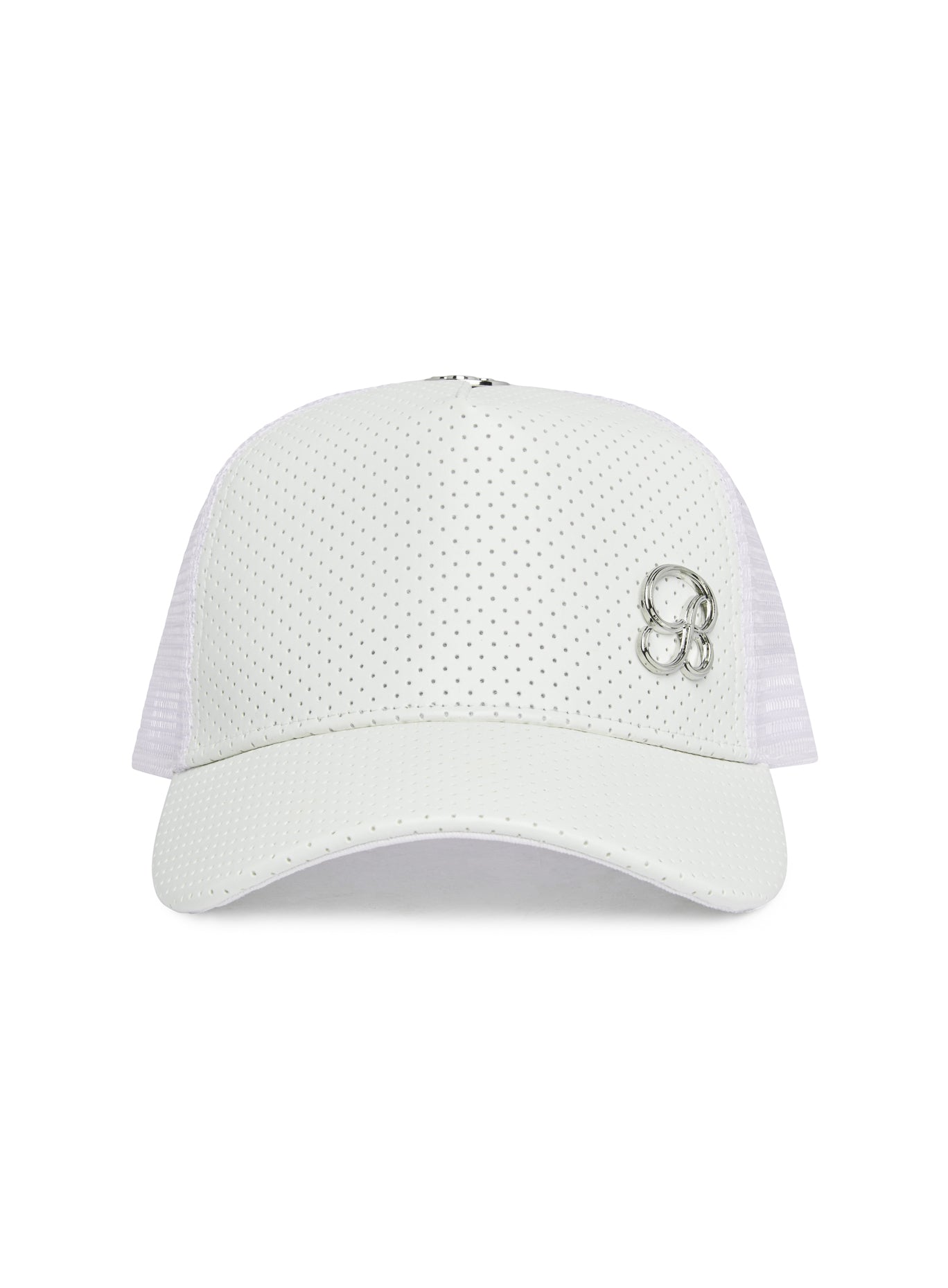 Breathable white Perforated Hat with a structured trucker fit for high-performance training.