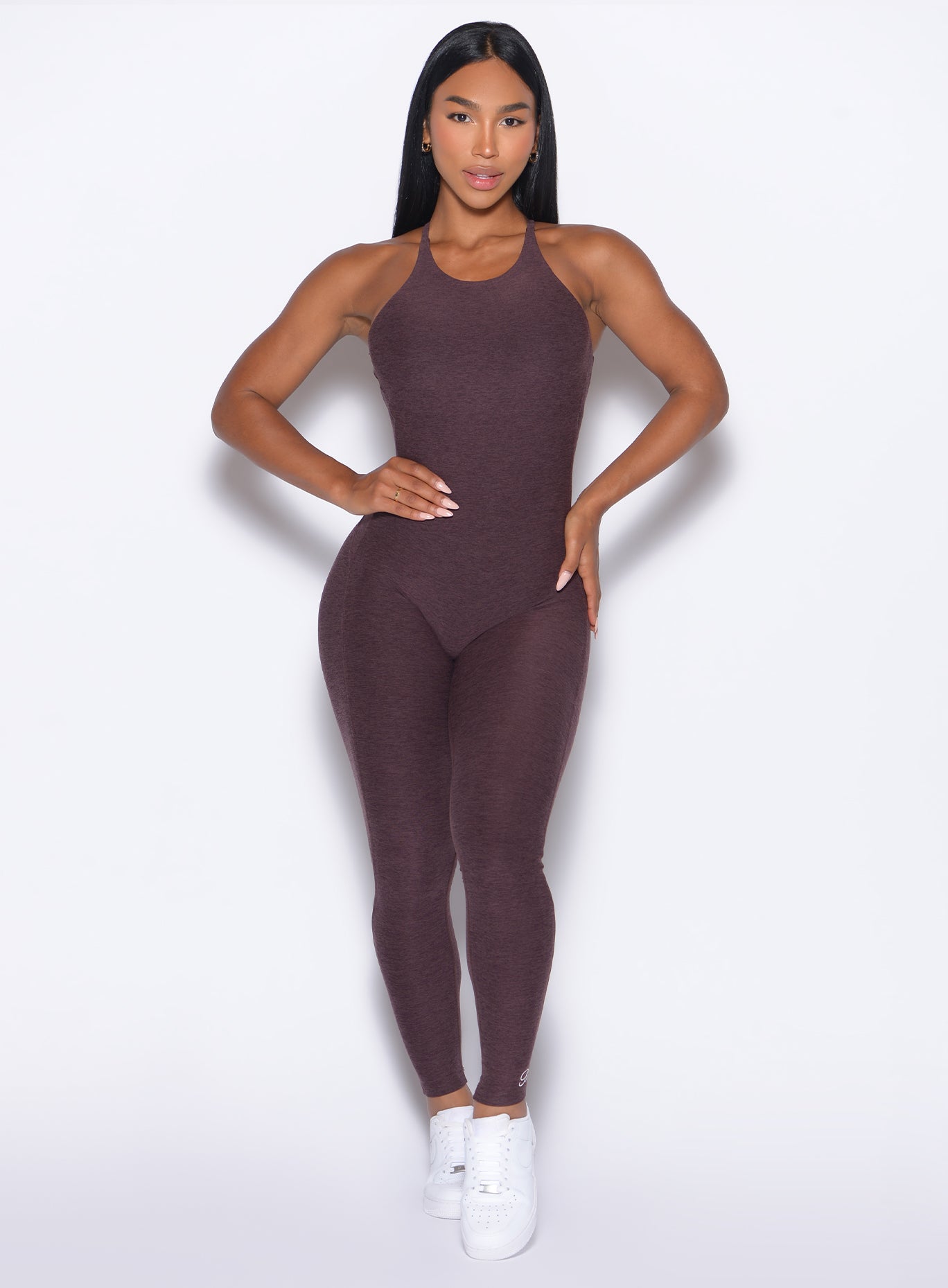Peppercorn Bombshell Bunny Bodysuit 2.0; high-neck flared silhouette for a sculpted training look.