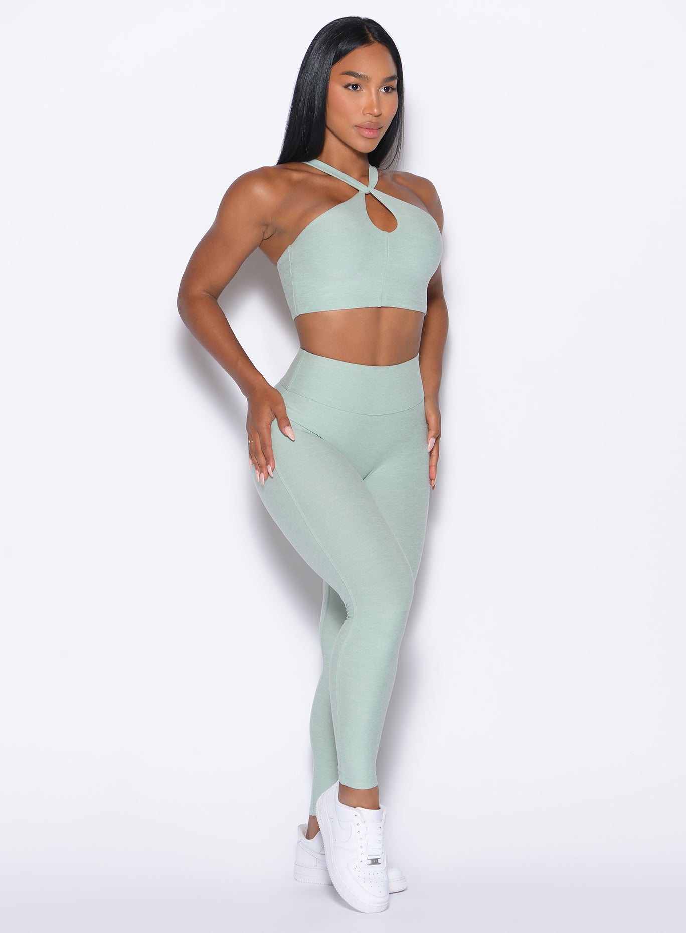 High-waisted Soft Aloe Bombshell Bunny Leggings; squat-proof, sculpting fit for peak gym performance.