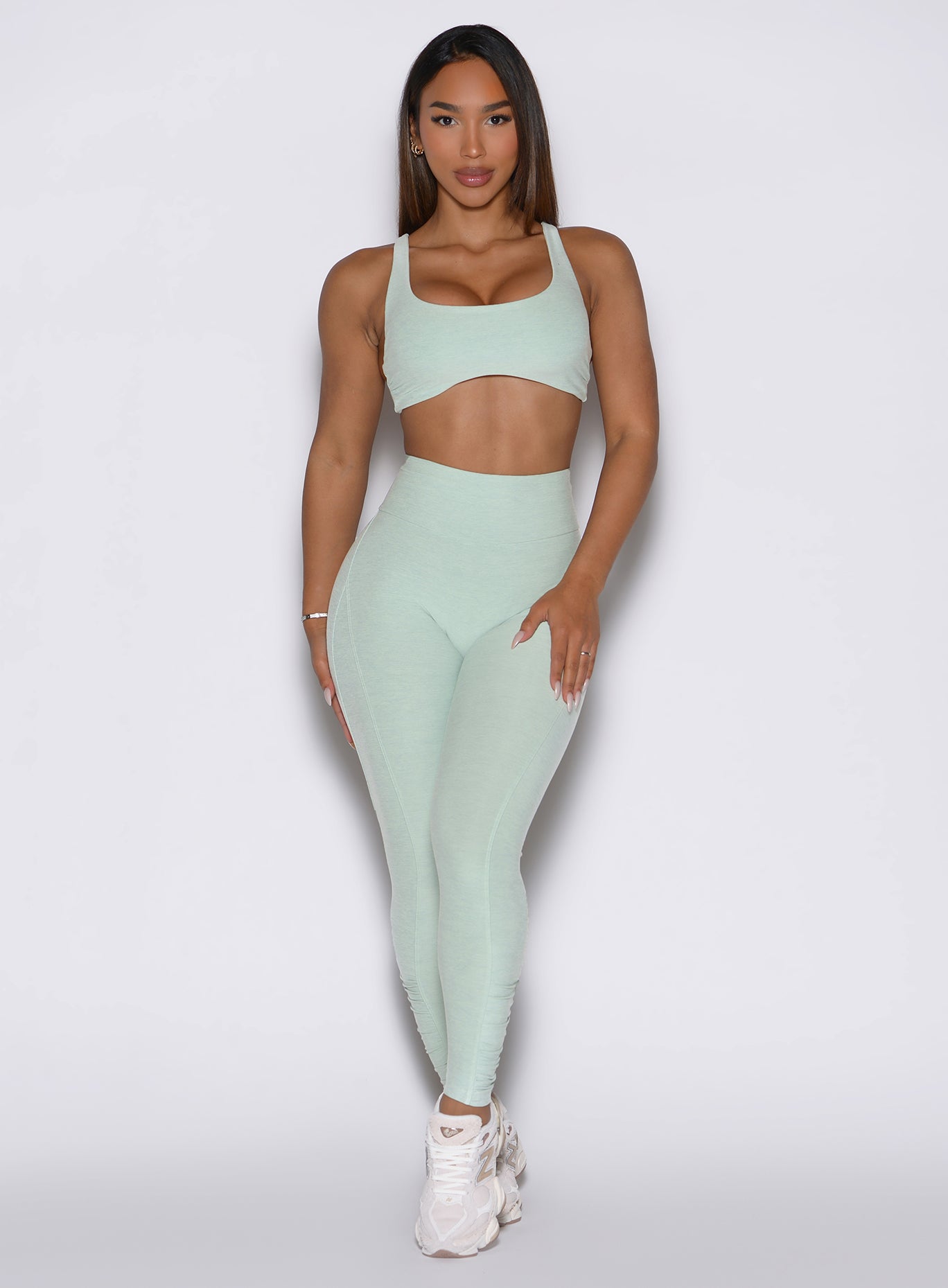 Soft Aloe Built Leggings with a high-waisted sculpting fit and matching sports bra gym set.