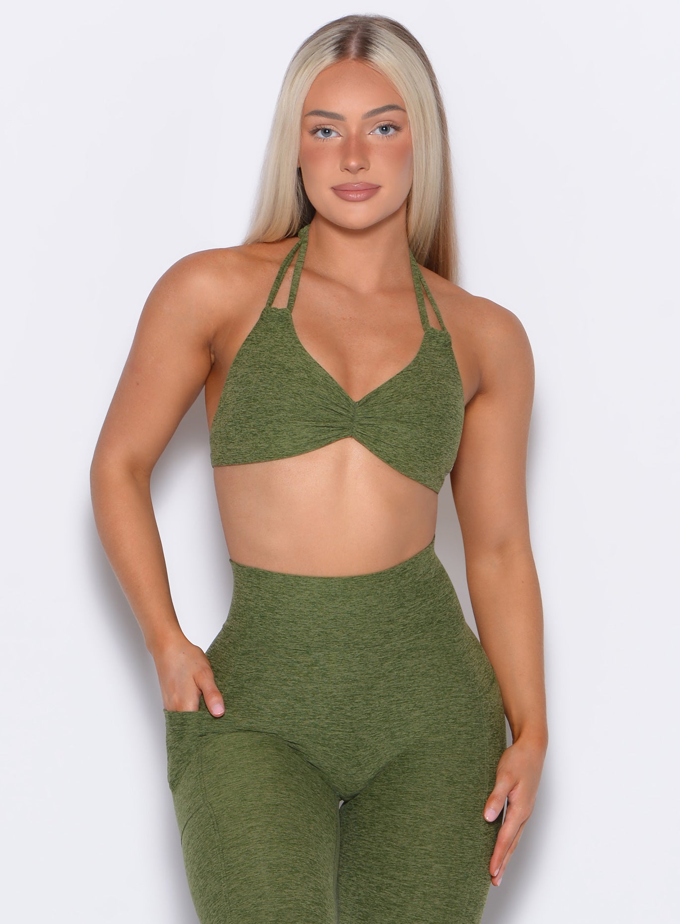 Floral Mint Butterfly Print Sports Bra