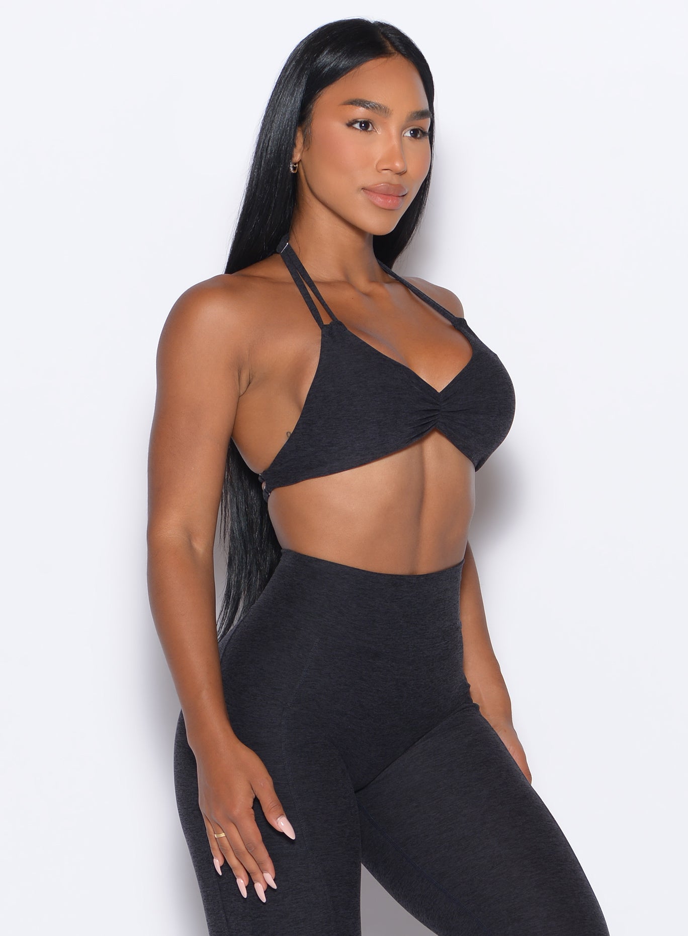 Onyx Butterfly Sports Bra with a deep-V contour and backless design for high-impact training.