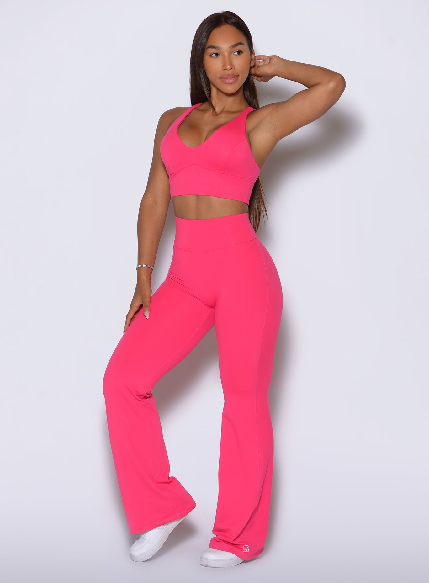 Front left angle of Solid Victory Ruby Contour Straight Leggings with effortless everyday movement.