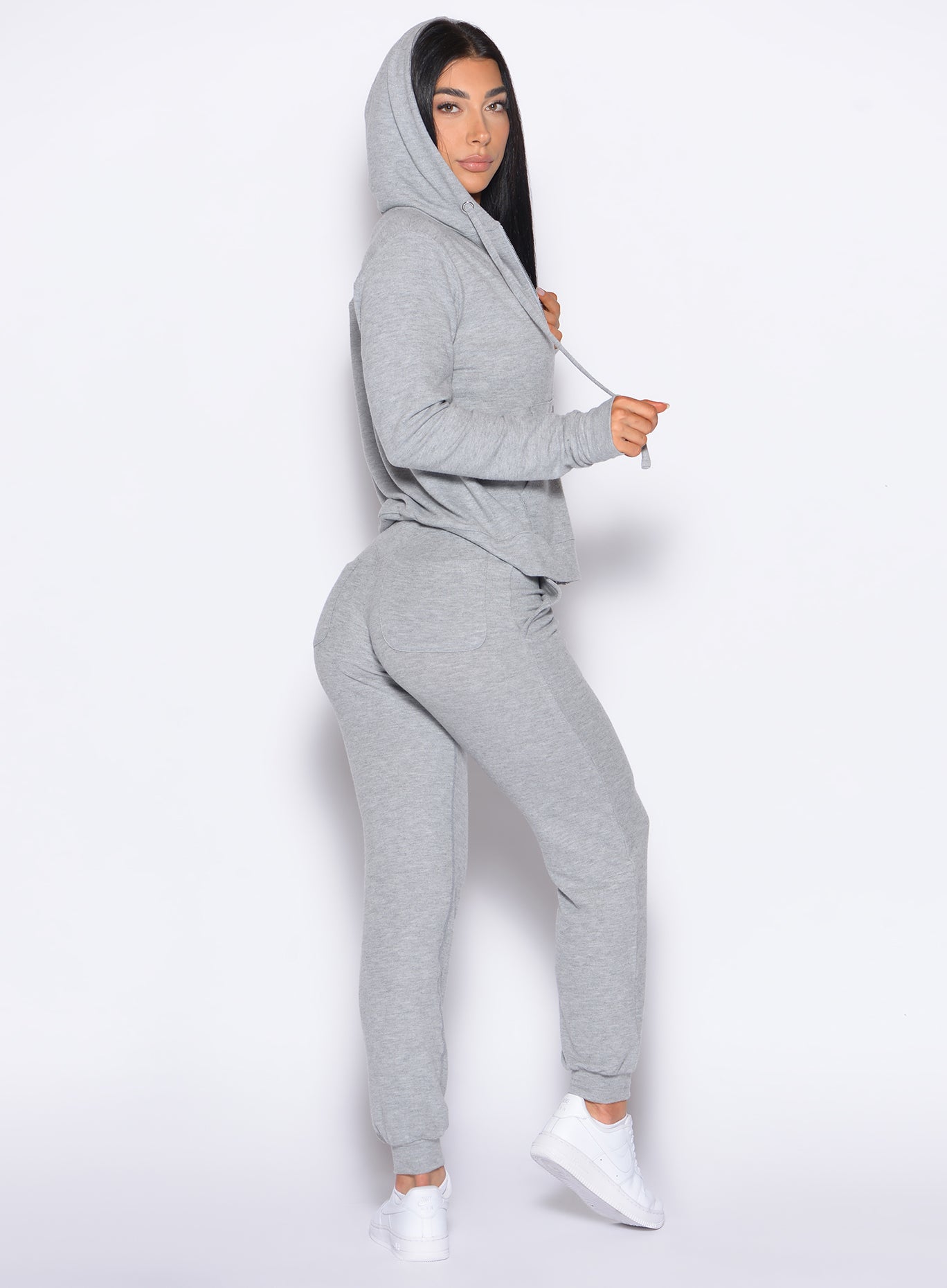 Cozy Silver Cuddle Up Joggers in heathered Hacci knit; tapered fit for premium lounging.
