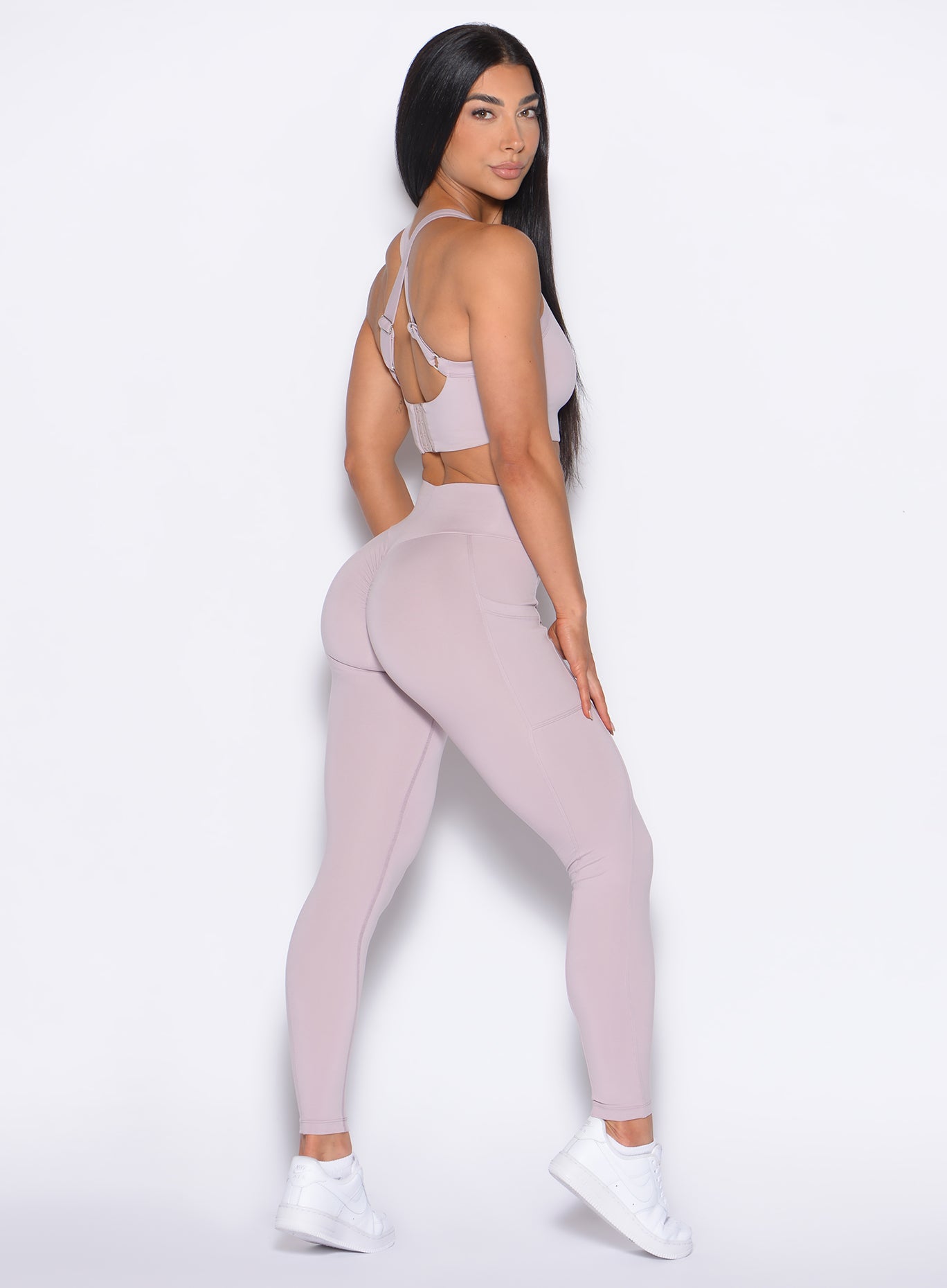Sculpting Violet Ice Curves 2.0 Leggings with a scrunch booty and supportive high-waisted fit.
