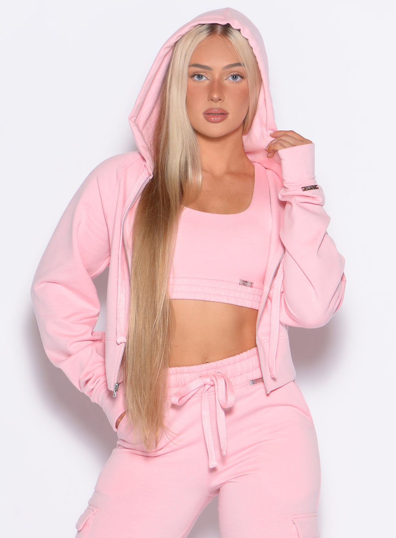 Tickled Pink Sweat Hoodie with an oversized hood and soft fleece for a cozy, relaxed gym fit.