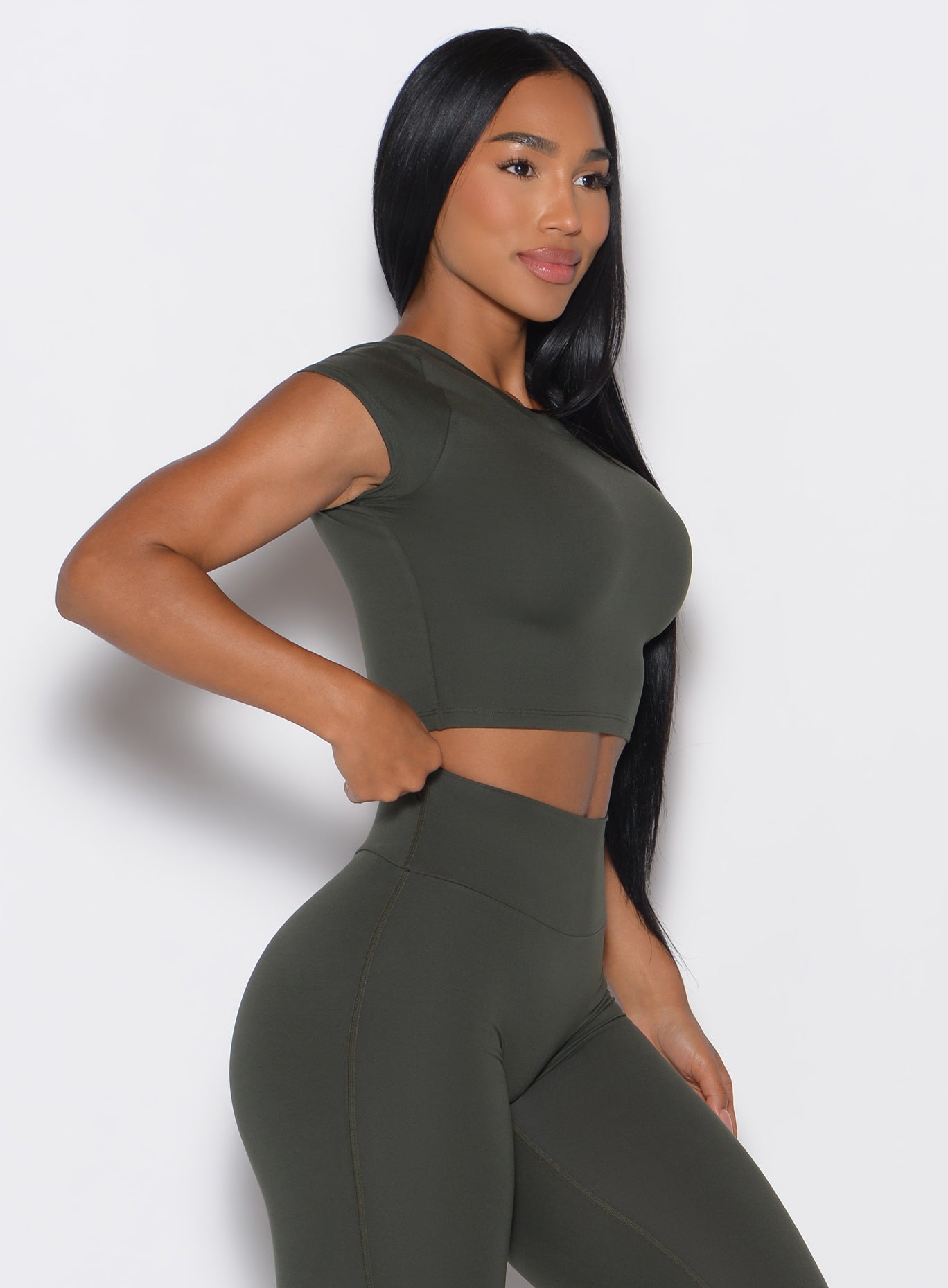 Deep Ivy Fit Fam Active Tee featuring capped sleeves and a cropped fit for a gym-ready look.