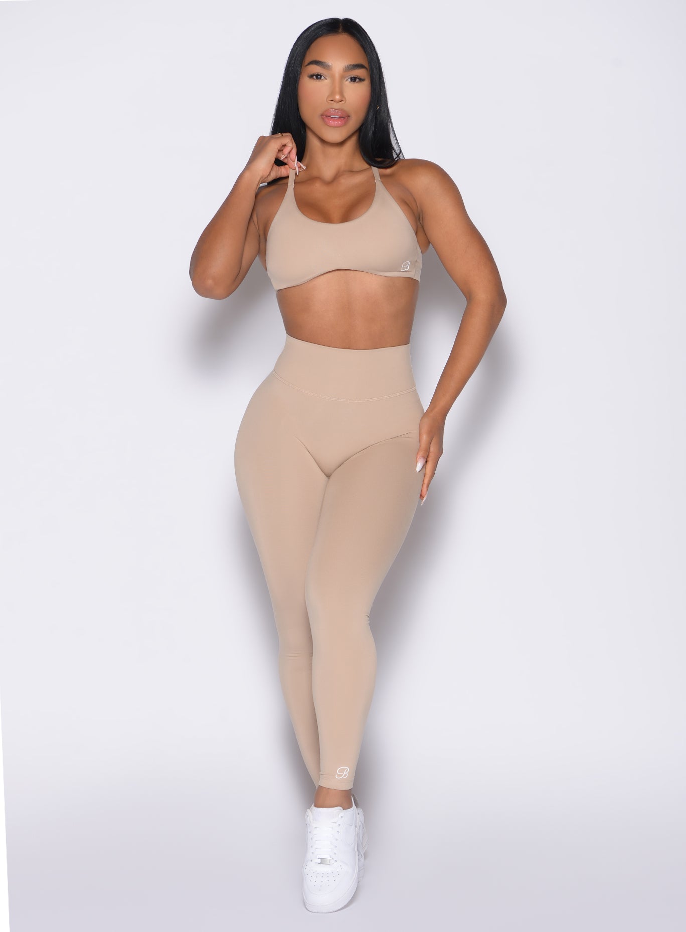 Glacial Beige Internal Scrunch Leggings with a sculpting high waist for peak gym performance.