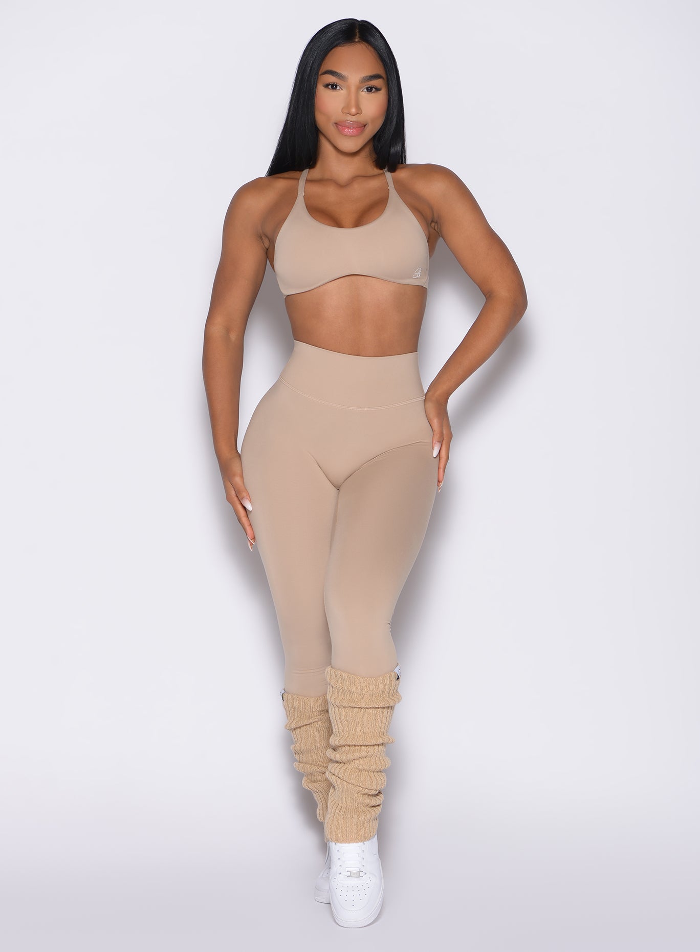 High-waisted Internal Scrunch Leggings in Glacial Beige with a sculpting, butt-lifting gym fit.