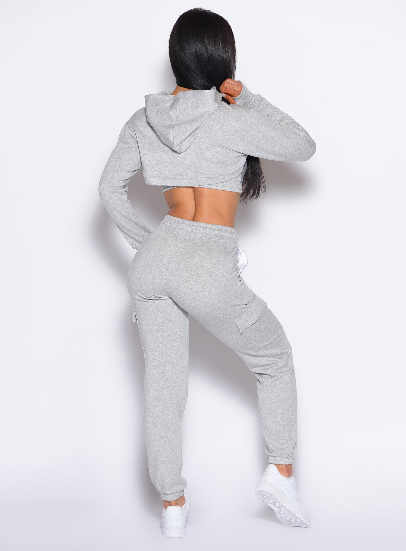 Light Heather Grey Sweat Joggers and hoodie set for ultimate soft, relaxed lounge performance.