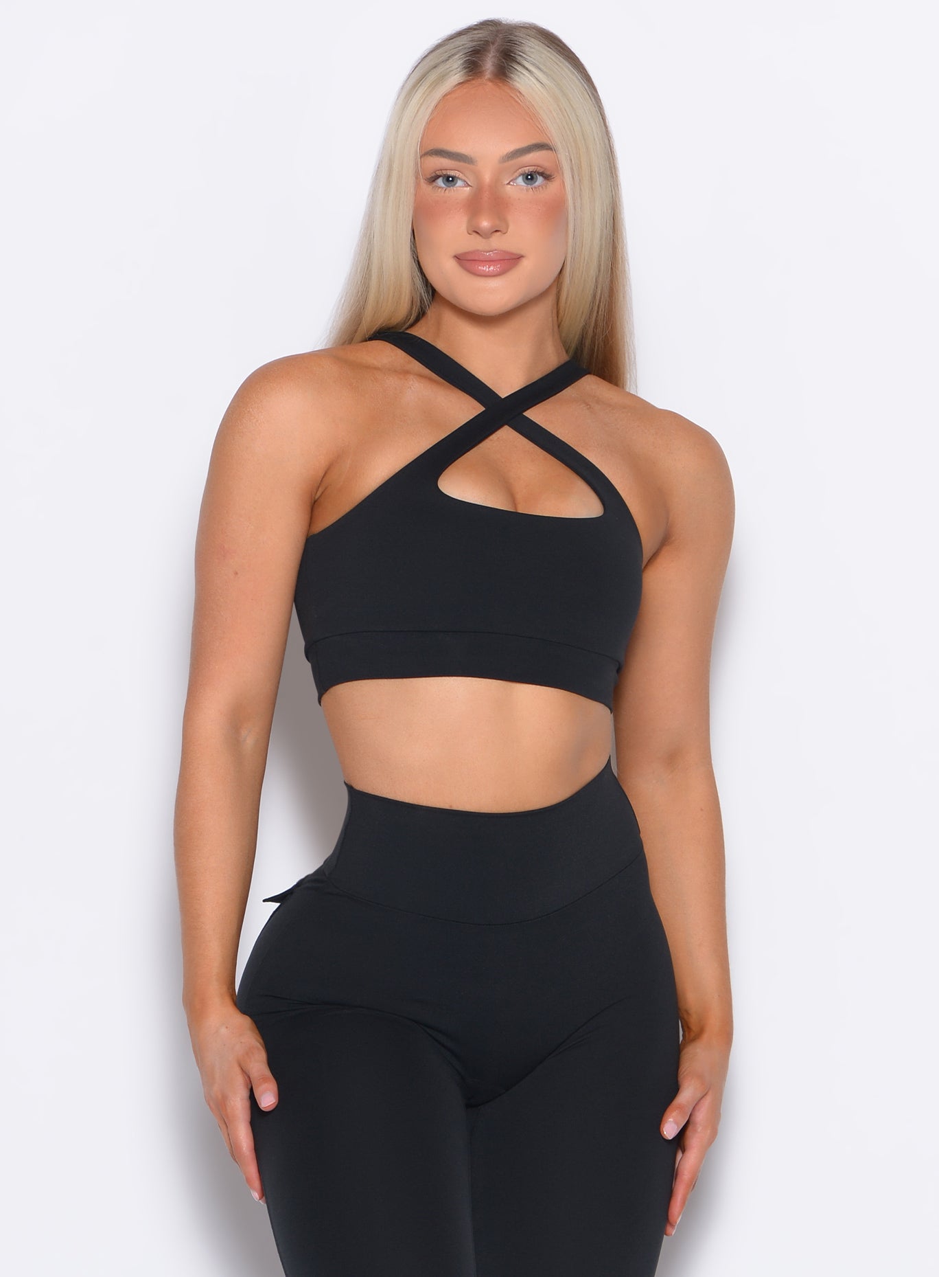 Black Two Way Bra featuring a versatile soft-fit design for seamless gym-to-street support.