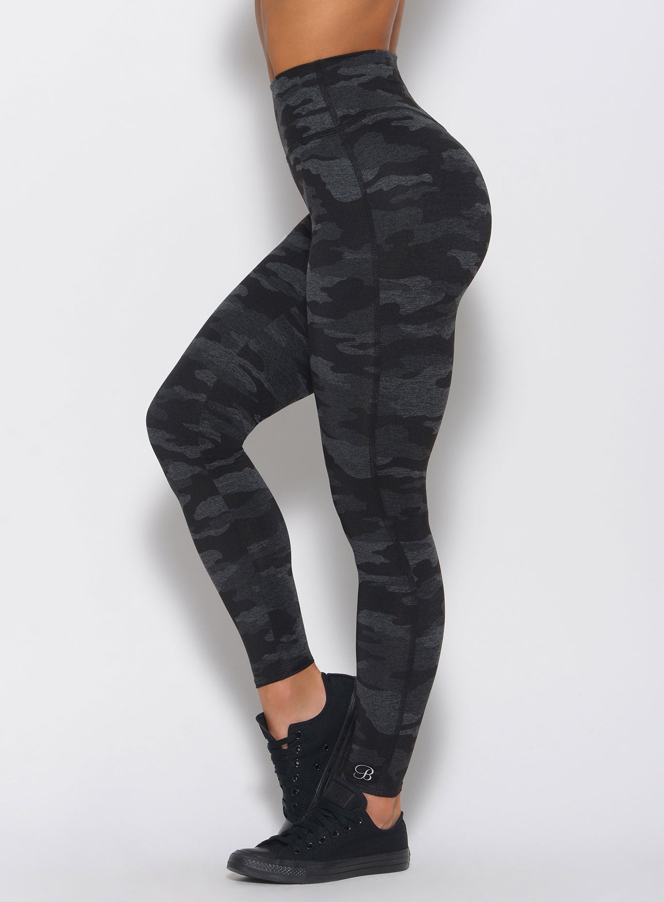 Charcoal Fit Camo Leggings featuring a signature booty scrunch and sculpting high-waist fit.