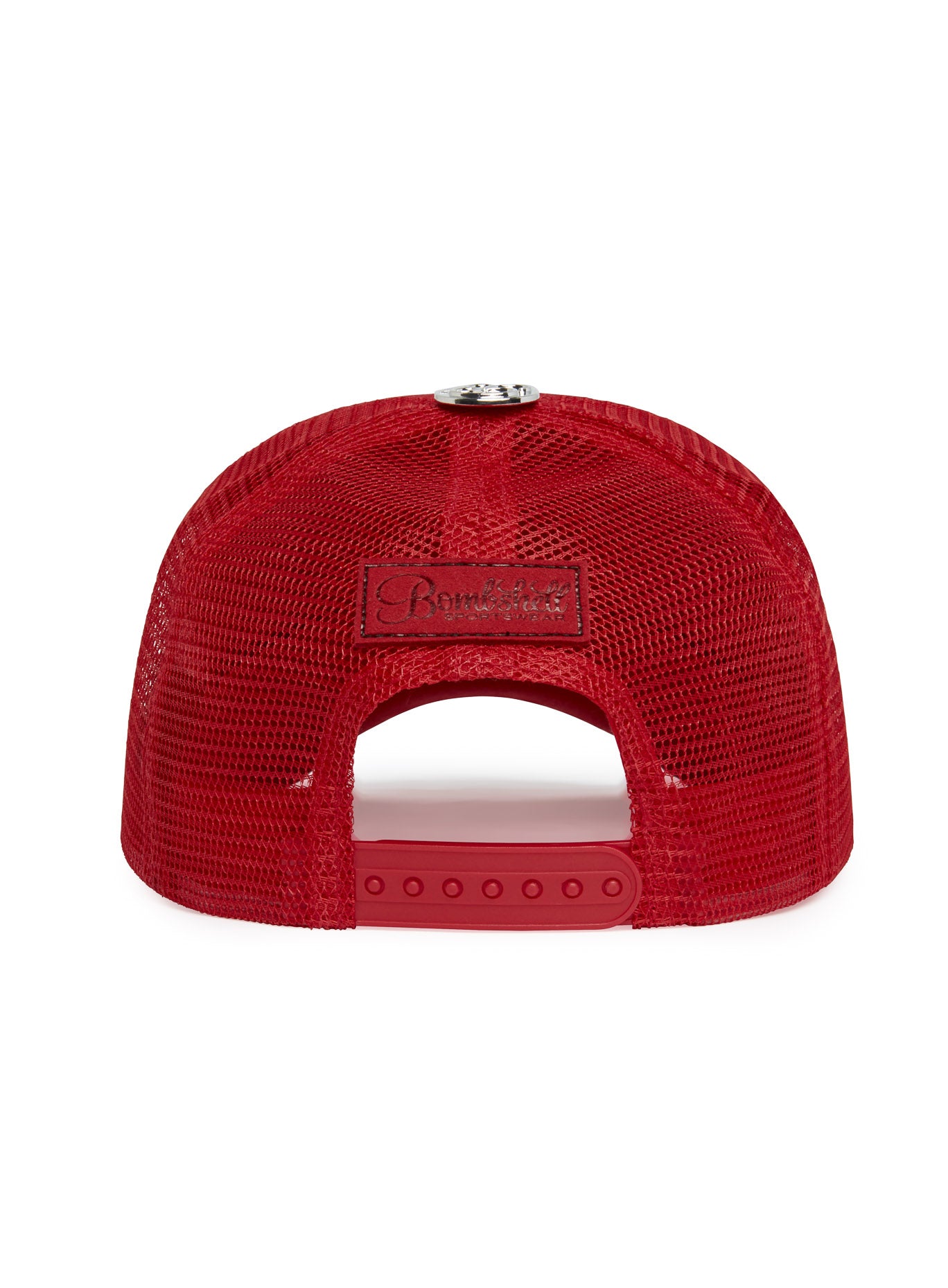 Red Denim Crocodile Hat with breathable mesh back and adjustable snapback for the gym.