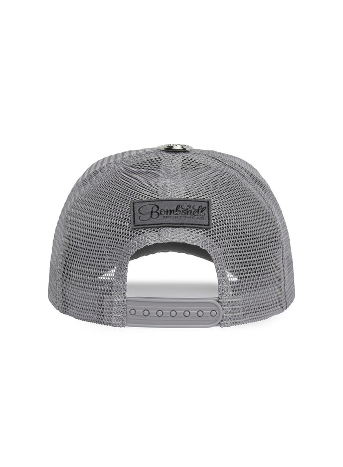 back view of our gray Perforated Suede Hat