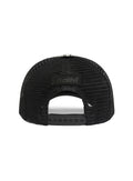 back view of our black faux leather hat