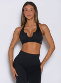 Black Ace Bra with curved underbust shaping and supportive crossover back for training