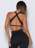 Black Ace Bra with open crossover back design and sculpting support for active workouts