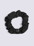 B Scrunchie in heathered black color viewed from the top