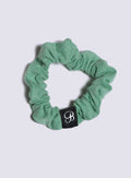 B Scrunchie in sage color viewed from the top
