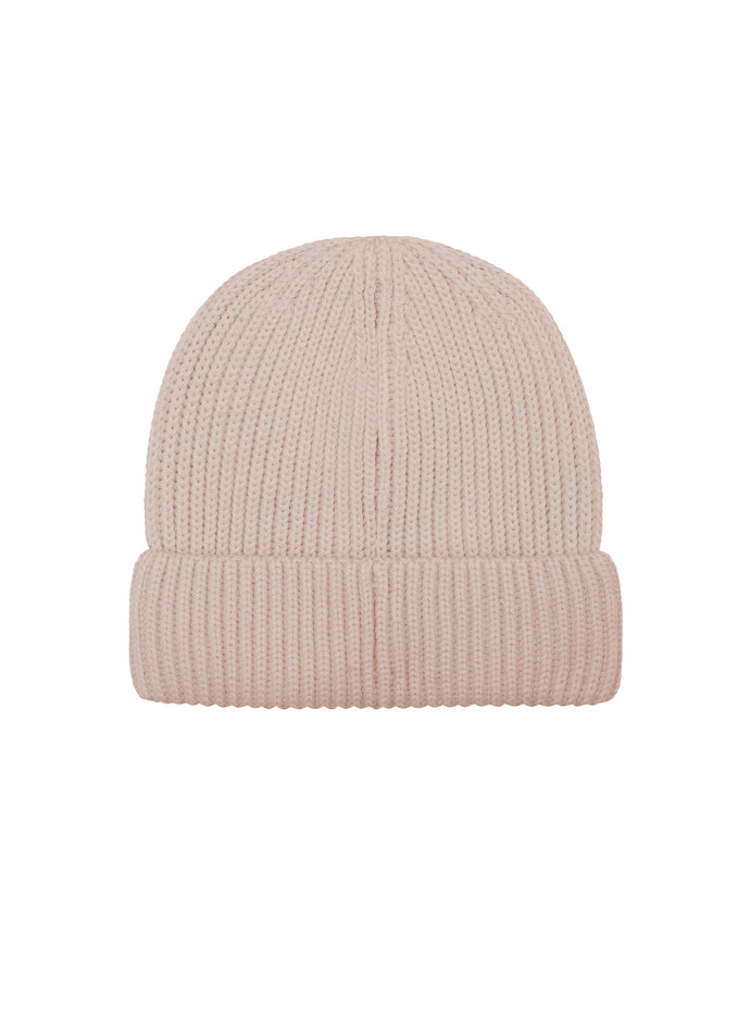 B Beanie in cream color viewed from the back