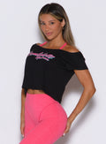 Black Star Power Tee in a relaxed off-the-shoulder fit, featuring a retro screen-printed logo.