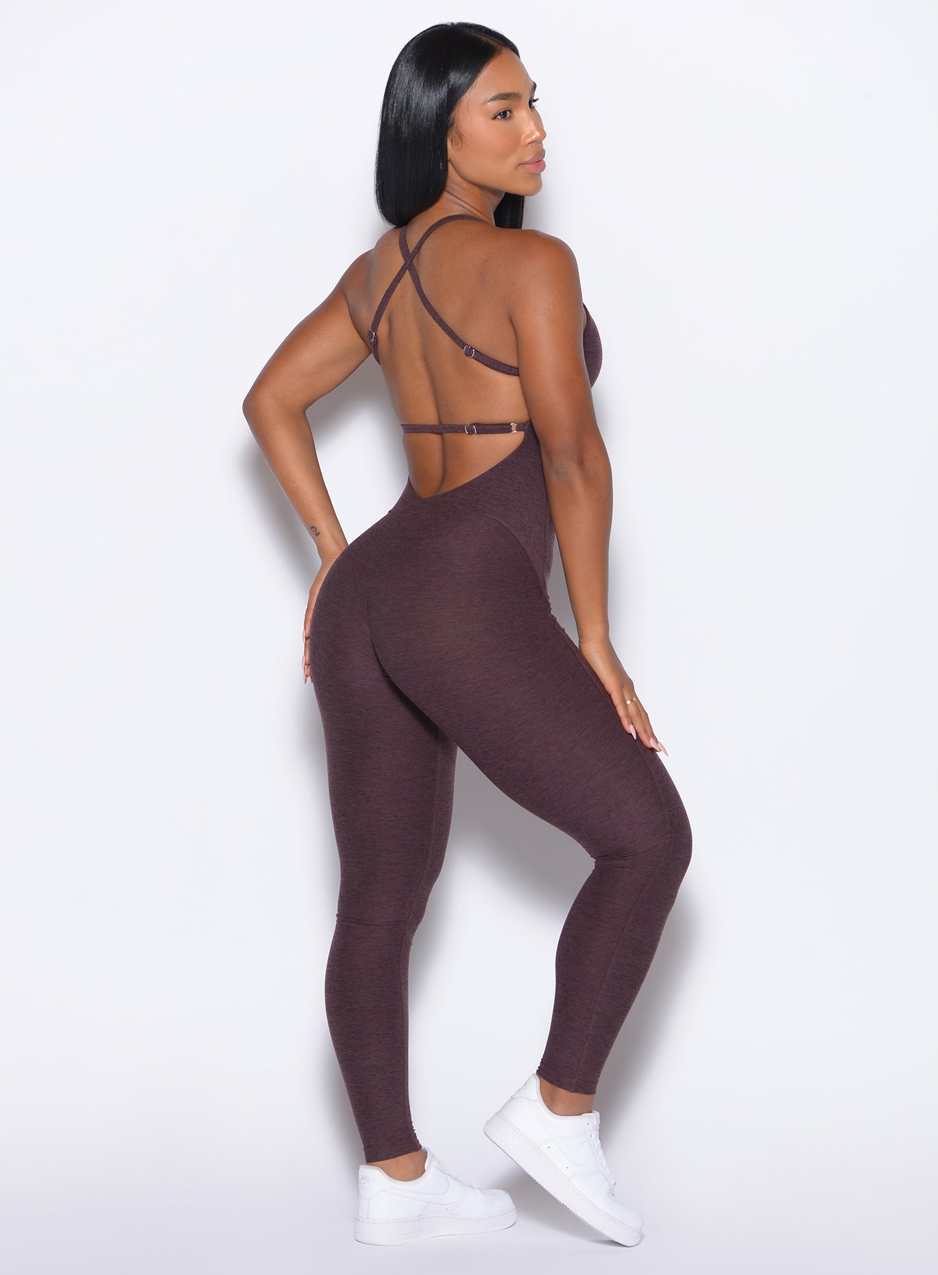 Peppercorn Bombshell Bunny Bodysuit 2.0: internal scrunch and high neck for sculpted gym support.