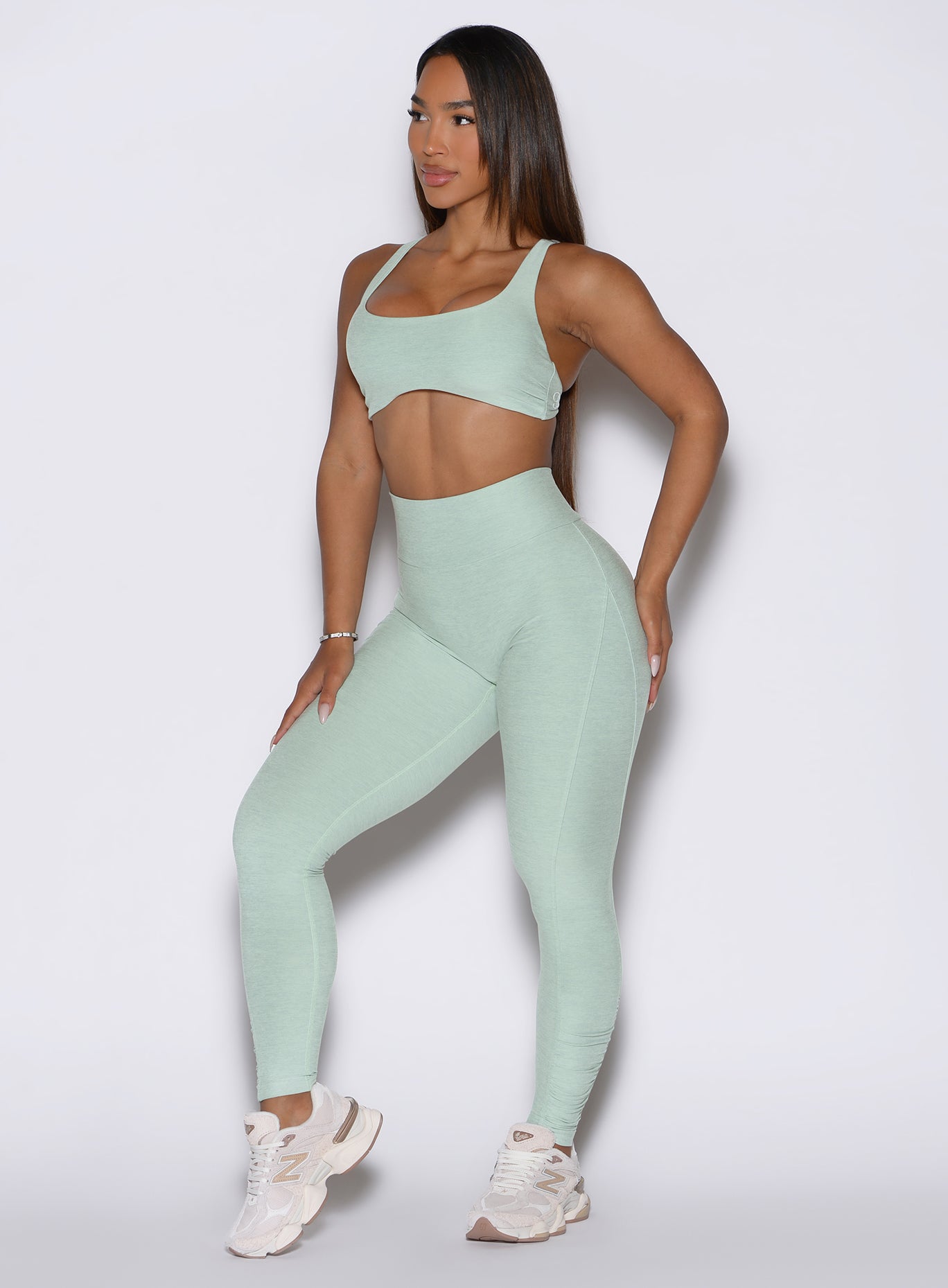 Front view of Soft Aloe Built Leggings with contouring seams and a supportive high-waisted fit.