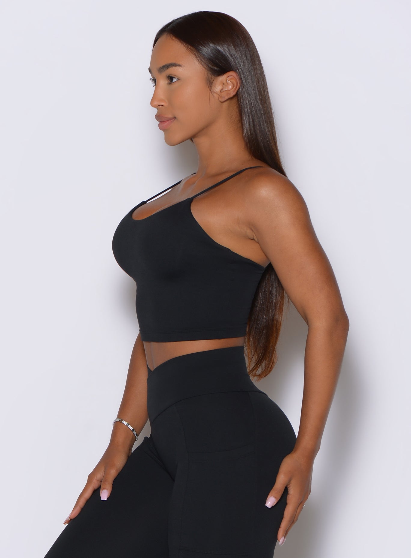 Feather-light stretch fabric follows the body's natural shape with a streamlined side profile