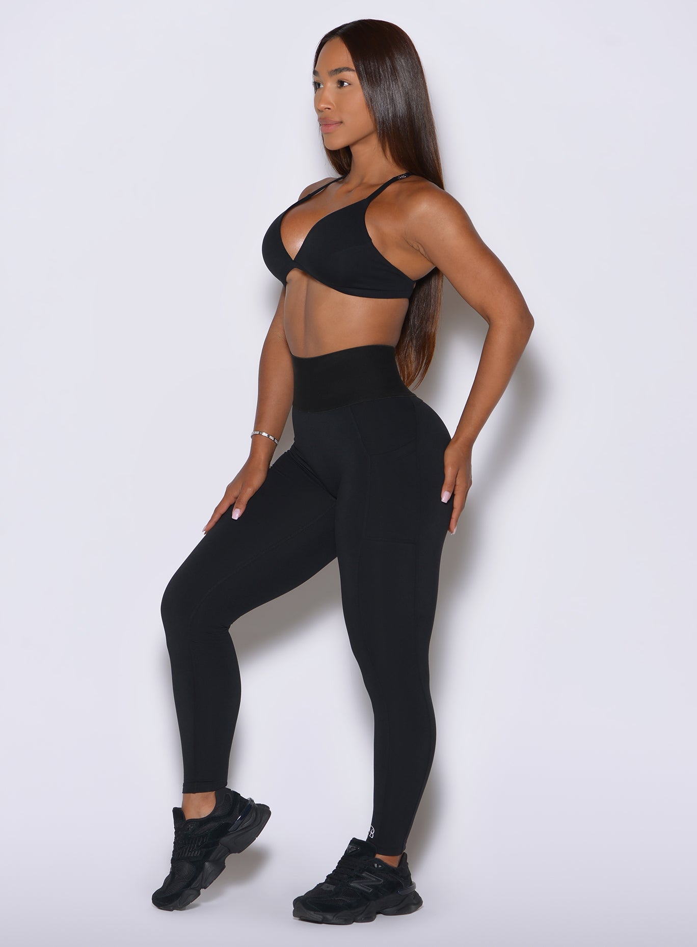 Black Cincher Leggings with compression band and 4 way stretch for a sculpting confident fit