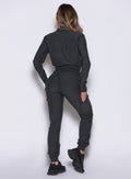 back profile view of a model wearing the Cloud Comfort Joggers in charcoal color