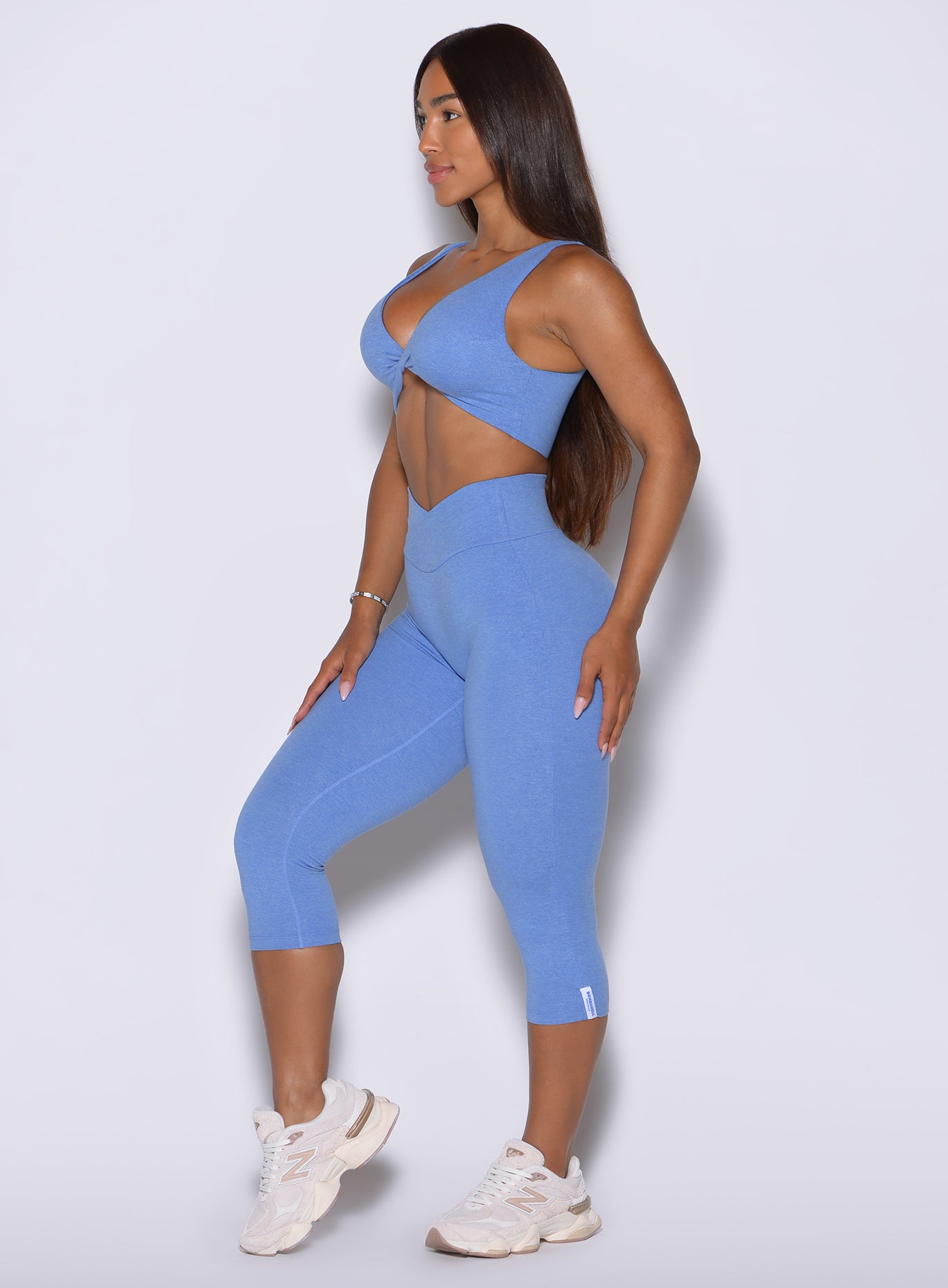 Boss Blue Contour Capri Leggings smooth and flatter muscles with a sleek gym fit