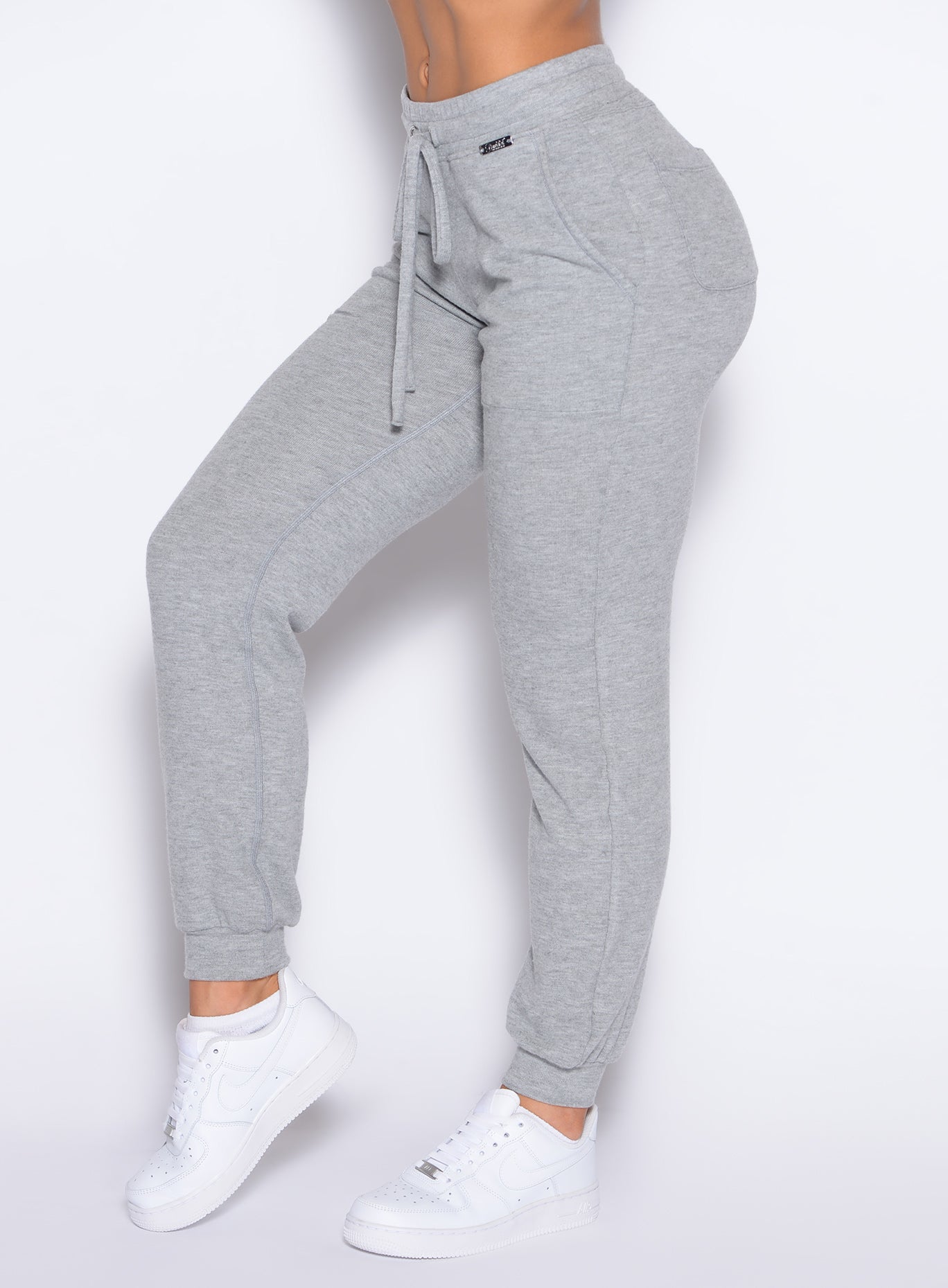 Cozy Silver Cuddle Up Joggers with a high-waisted drawstring and soft second-skin feel for lounging.