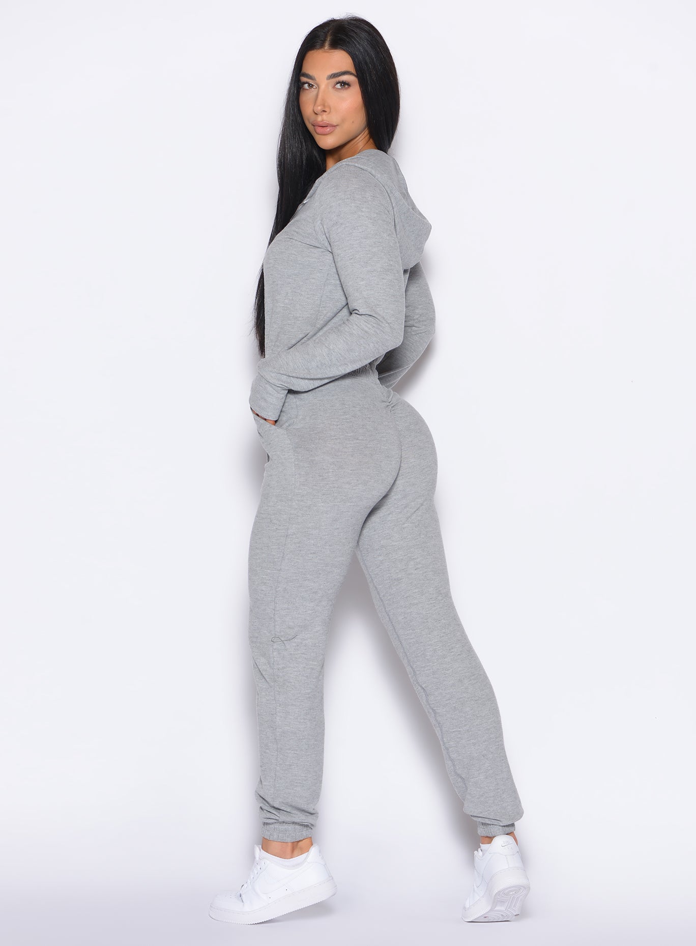 Gray Long Sleeve Jumpsuit for Ladies | Bombshell Sportswear