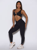 Heathered black Curvemax Leggings featuring a seamless front and a supportive, double-layer waist