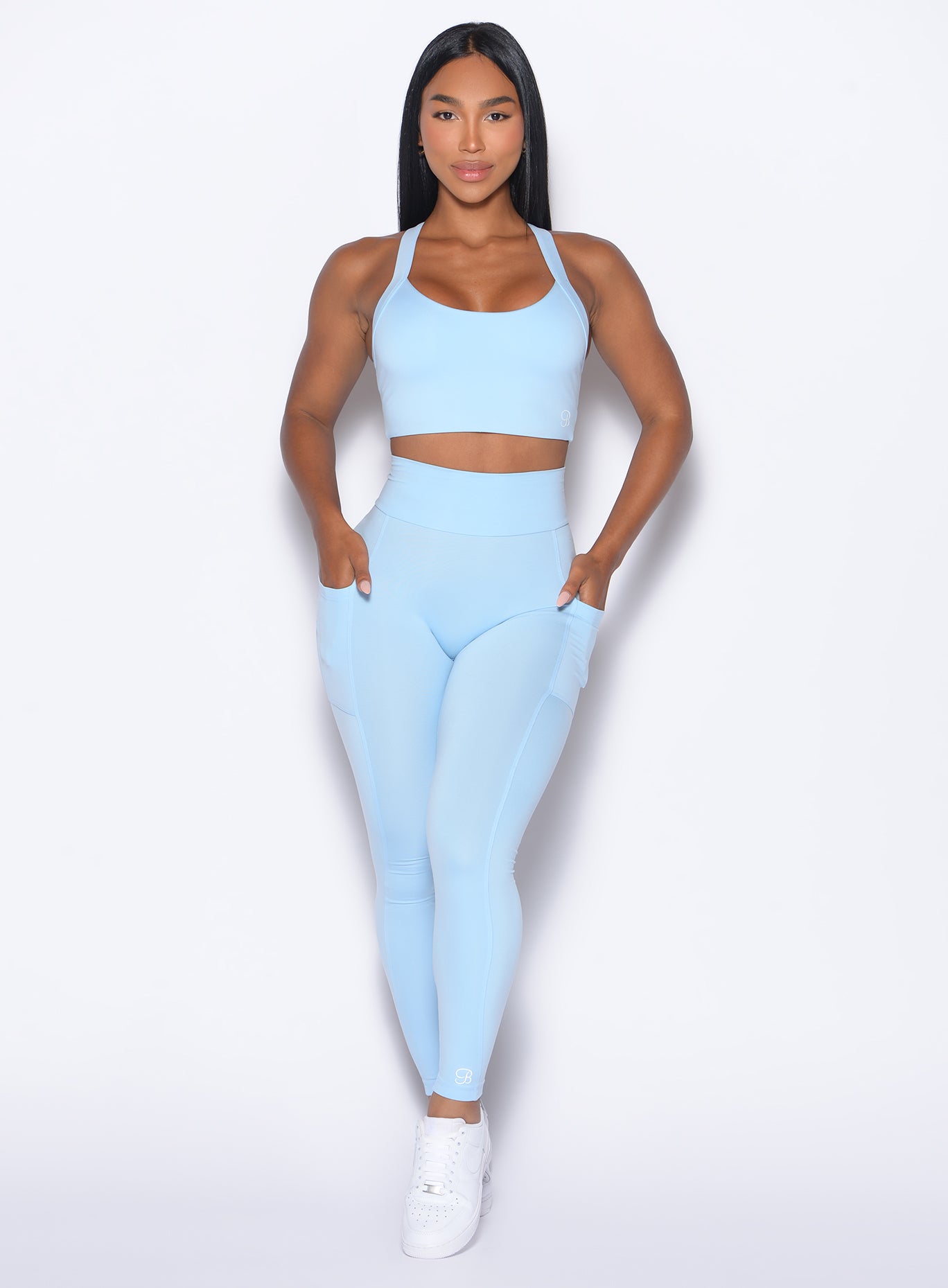Glacial Blue Curves 2.0 Leggings with deep side pockets and a sculpting, high-waisted gym fit.