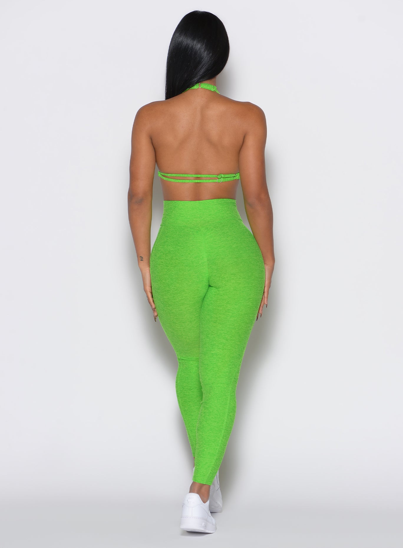 Neon Lime Curves Leggings with a high-waist scrunch booty back for a sculpting gym fit.