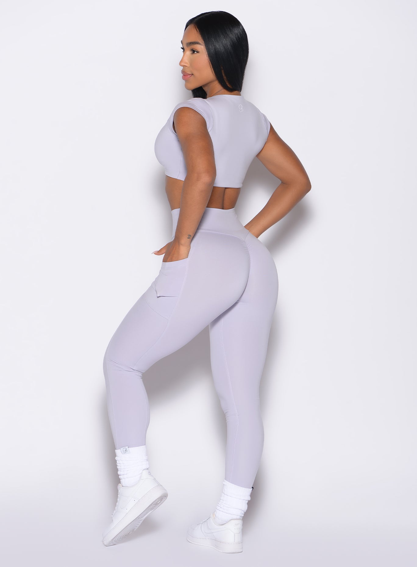 Galactic Lilac Define Leggings with a sculpted sweetheart back seam for an enhanced gym silhouette.