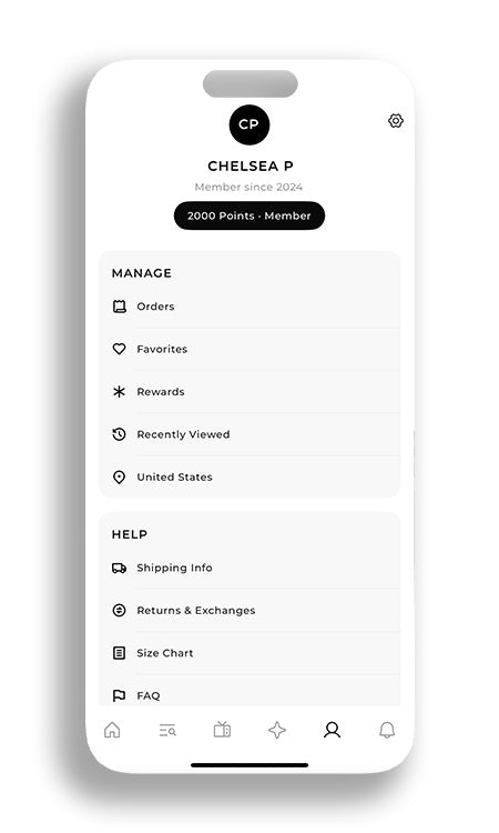 In app view of the account screen showcasing the many different options to edit your account + FAQ section