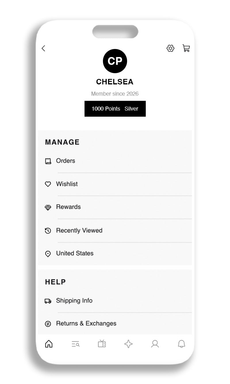 In app view of the account screen showcasing the many different options to edit your account + FAQ section