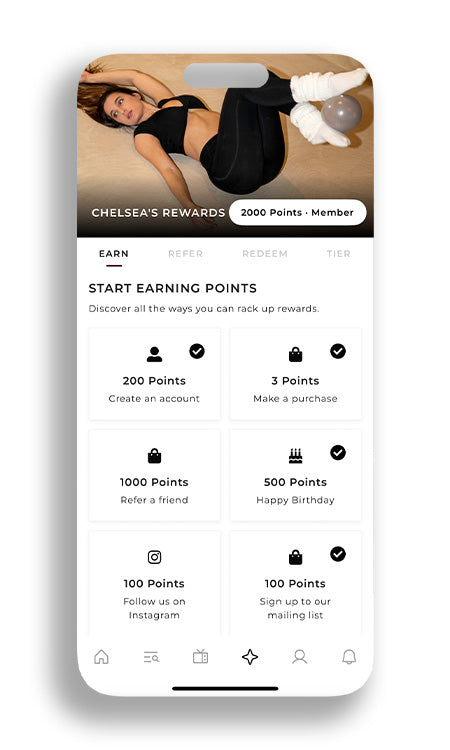 In app view of the rewards and loyalty screen showcasing the user's loyalty program information. This includes rewards and points