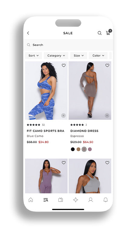 In app view of the SALE collection grid showcasing different products that are on sale.