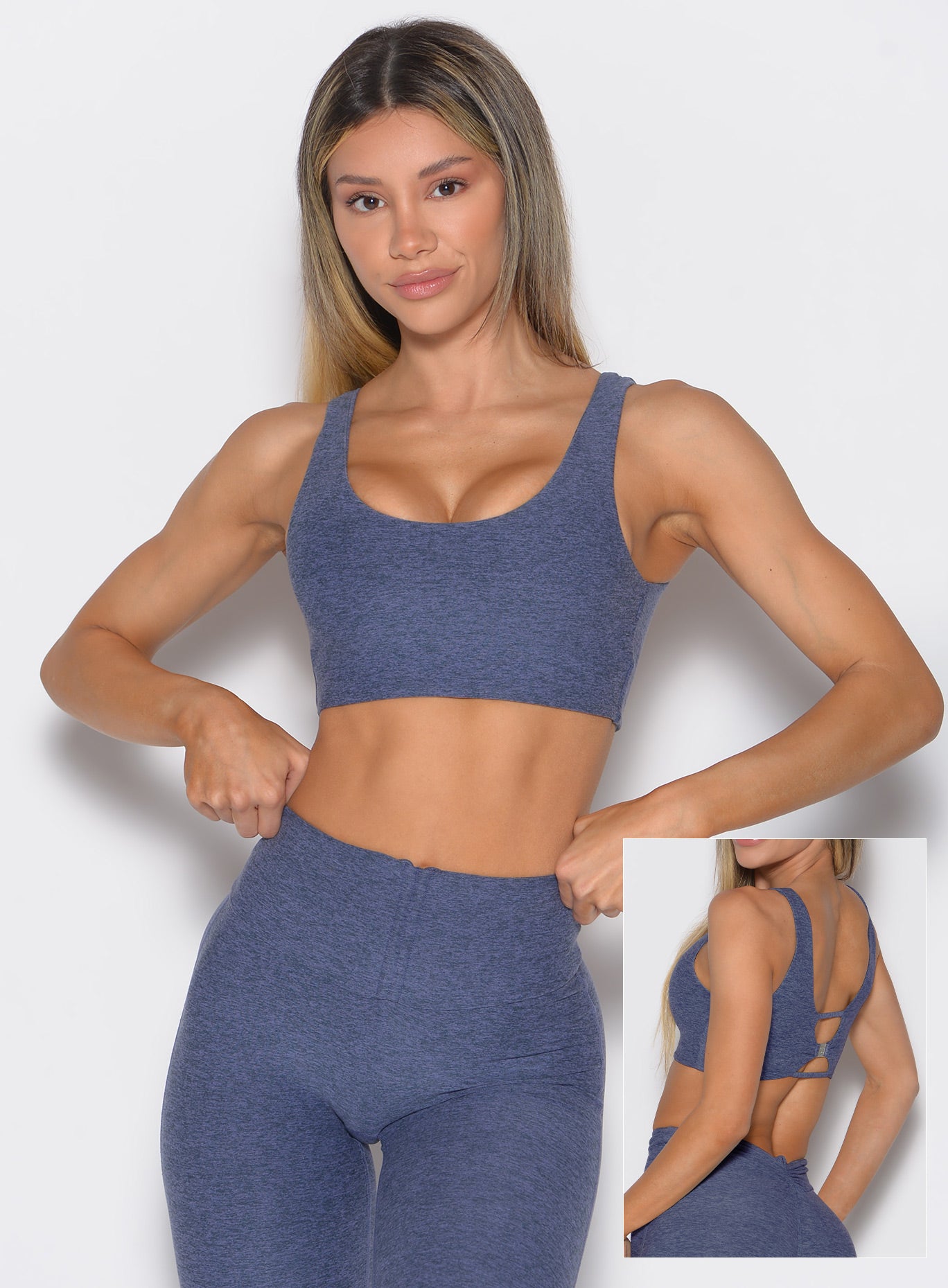 Versatile Wisteria Blue Dualmode Bra; a reversible two-in-one style for custom workout support.