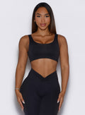 Heathered Obsidian Black DualMode Bra providing a supportive front fit with a light push-up effect