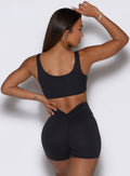 Sleek, heathered Obsidian Black DualMode Bra offering smooth back support for training or lounging