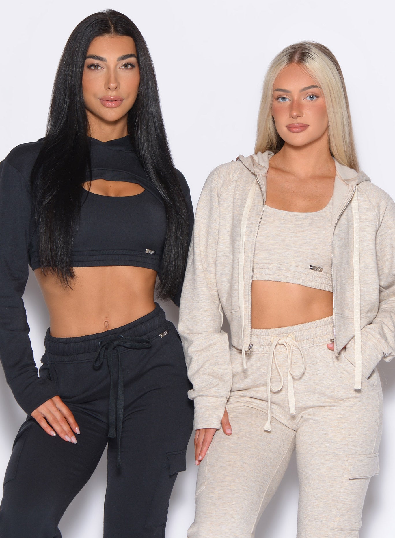 Vintage Black Sweat Bolero Hoodie and Heathered Oatmeal sets for ultimate lounge comfort.