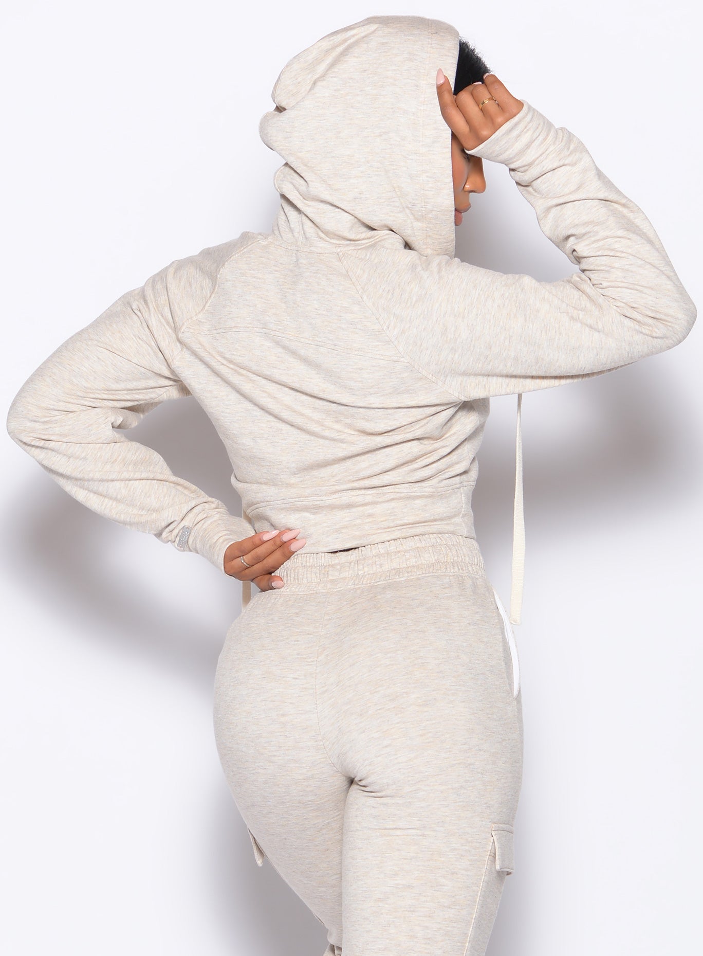 Oversized Heathered Oatmeal Sweat Hoodie and Joggers set for ultimate rest day comfort.