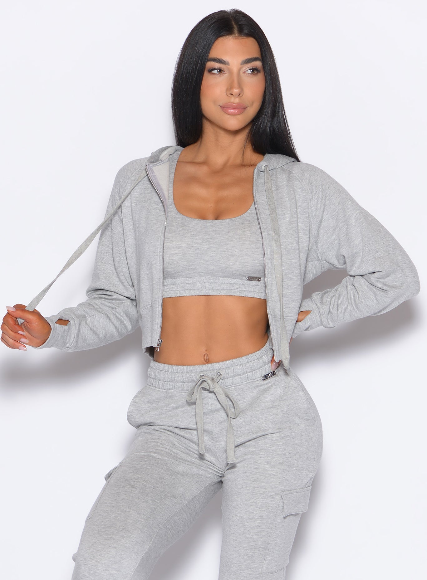 Relaxed Light Heather Grey Sweat Hoodie with adjustable drawstrings for post-gym comfort.