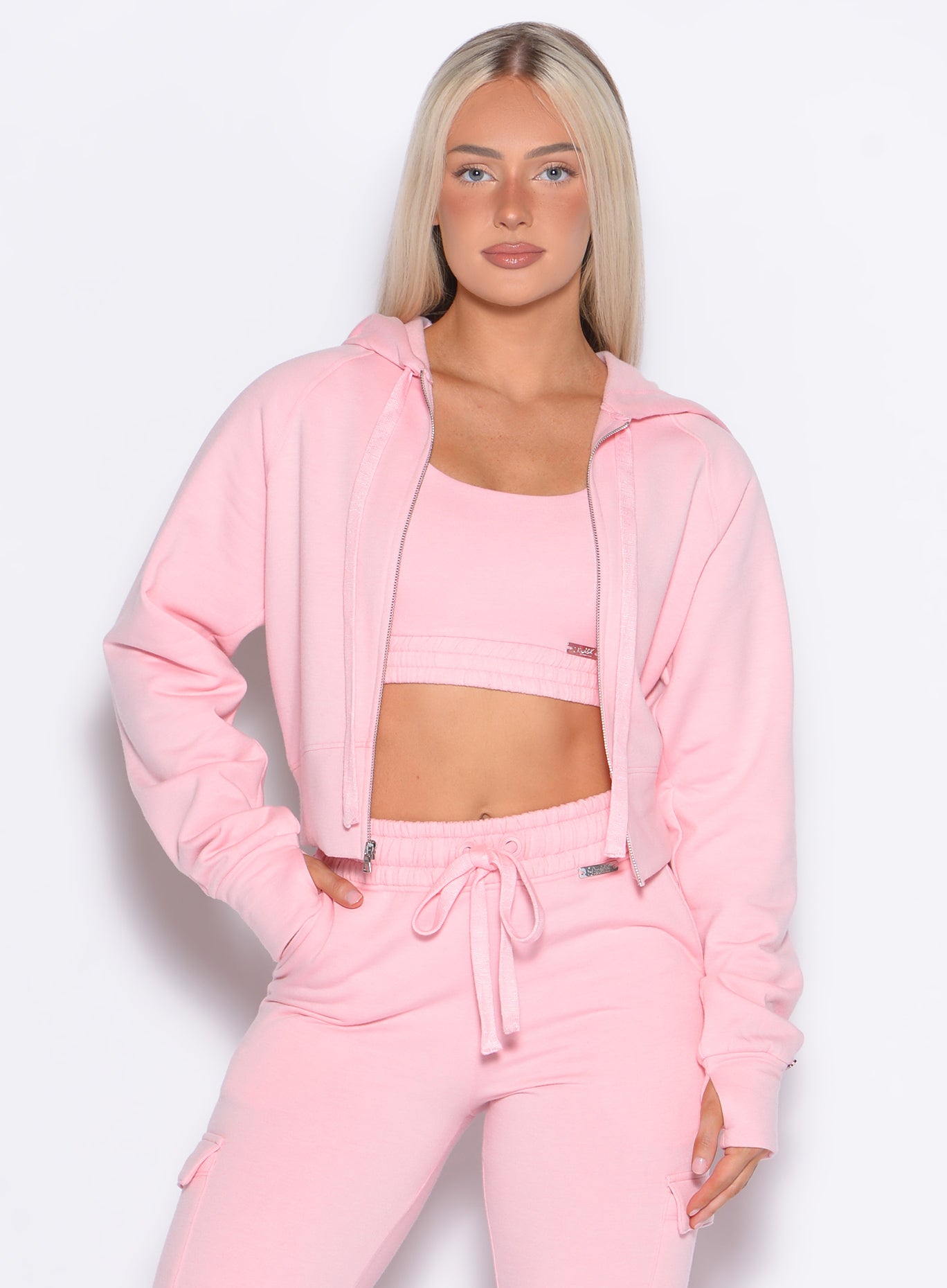 Oversized Tickled Pink Sweat Hoodie with soft fleece for cozy, stylish athletic lounging.
