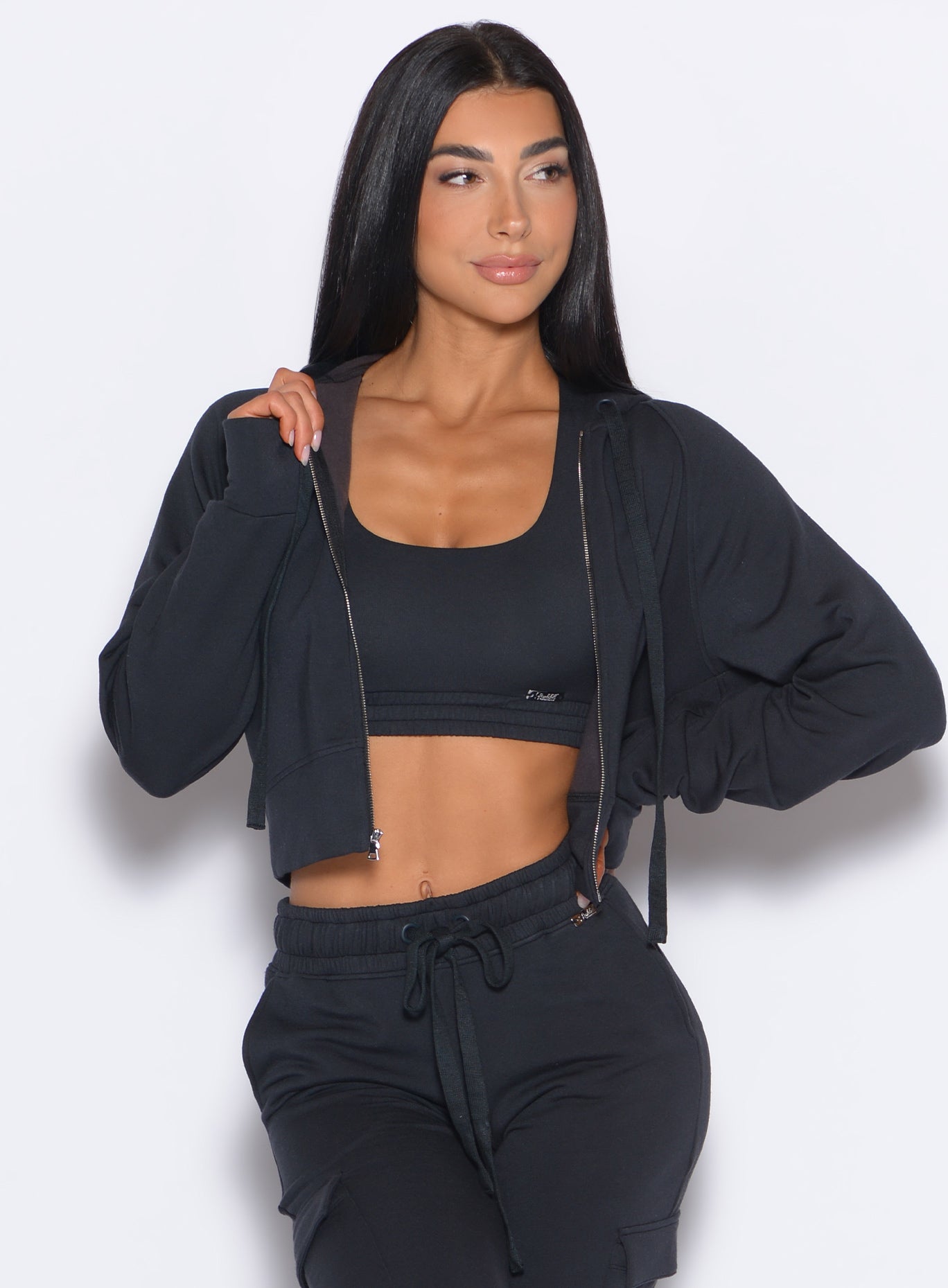 Oversized Sweat Hoodie in Vintage Black; a heavyweight, loopback cotton set for cozy lounging.
